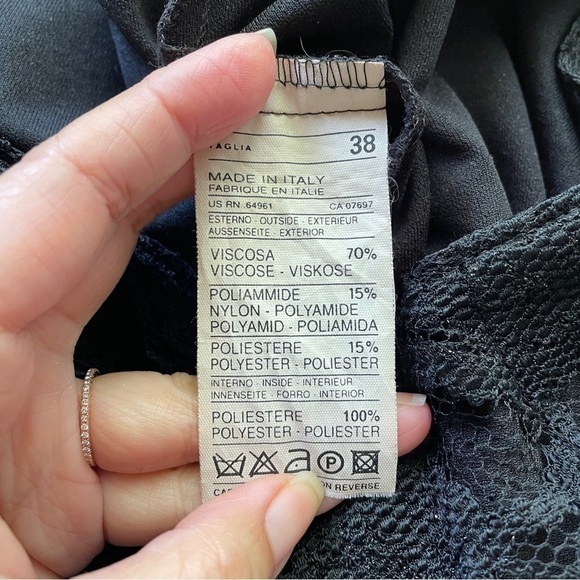 Vintage Sisley Black Lace Lined Midi Pencil Skirt - 4/6, 26-27" 🇮🇹 - Picture 7 of 11